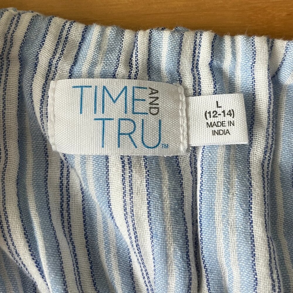Time and Tru Blue and White Striped Midi Dress L - Picture 5 of 6